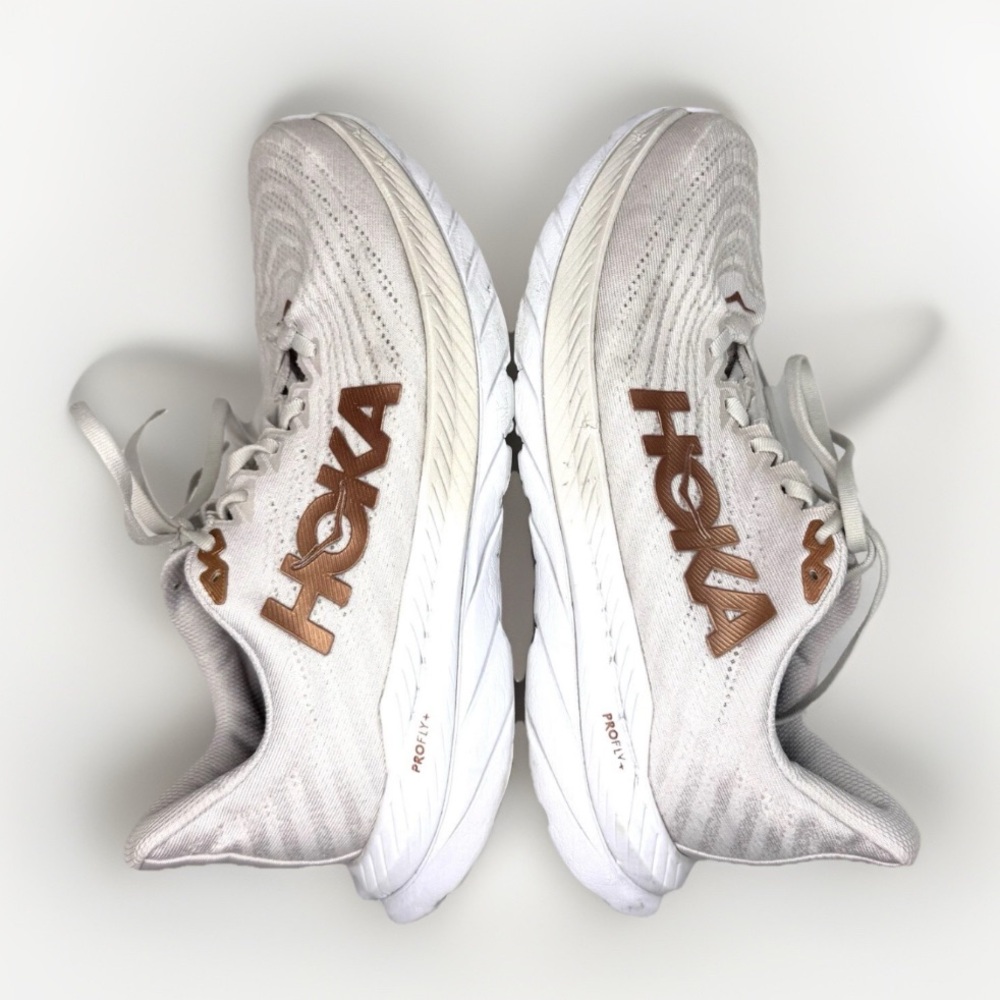 Hoka Mach 5 White Copper Athletic Running Shoe Women’s Size 9 - Picture 10 of 14